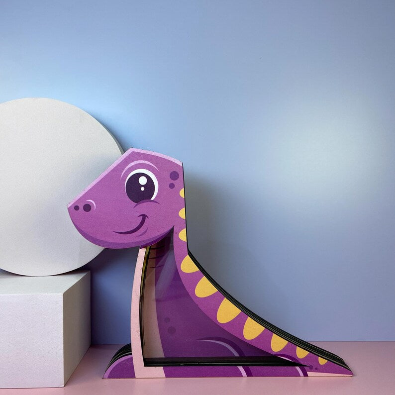 Purple Dinosaur Wooden Piggy Bank | Customizable