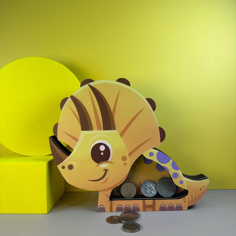 Triceratops Dinosaur Piggy Bank | Customizable