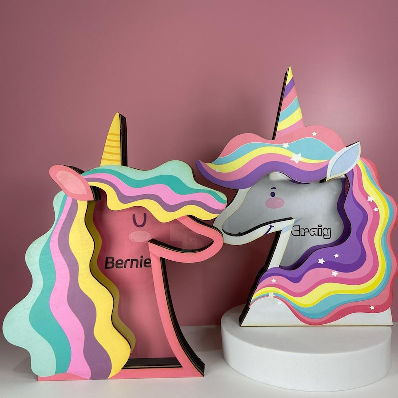 Tirelire licorne personnalisée | Arc-en-ciel stellaire