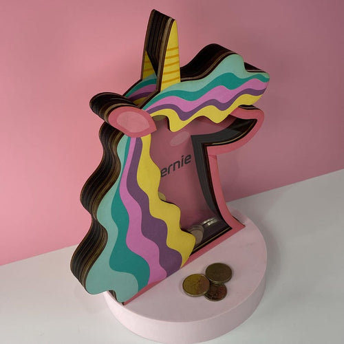 Tirelire licorne personnalisée | Rose