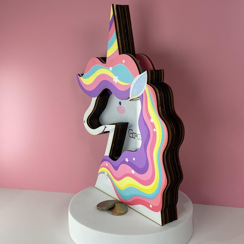 Tirelire licorne personnalisée | Arc-en-ciel stellaire