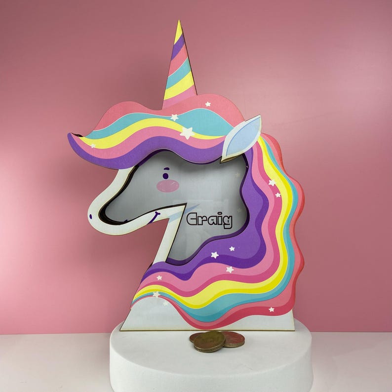 Tirelire licorne personnalisée | Arc-en-ciel stellaire