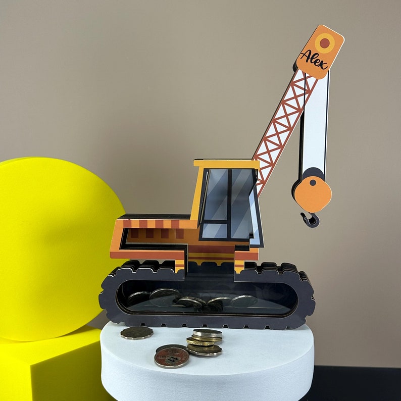 Personalized Crane Wooden Piggy Bank