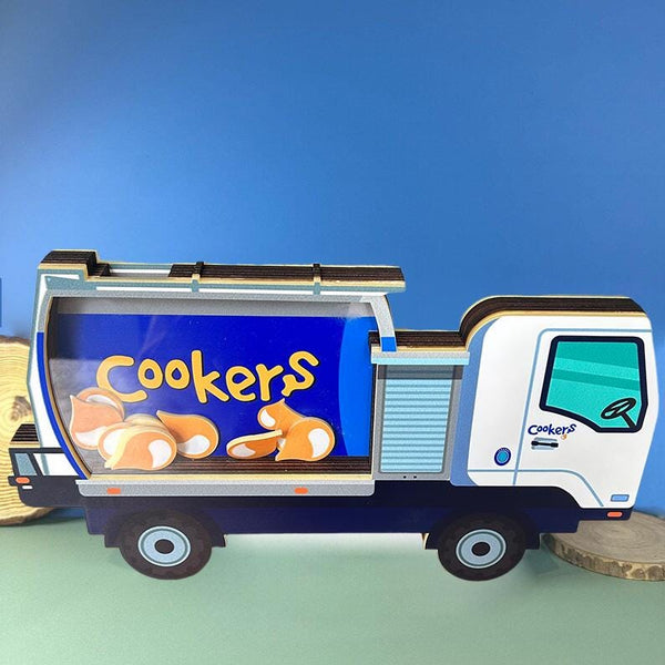 Tank Truck Wooden Piggy Bank and Reward Token Jar