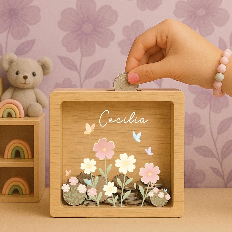Custom Name Money Box | Flower
