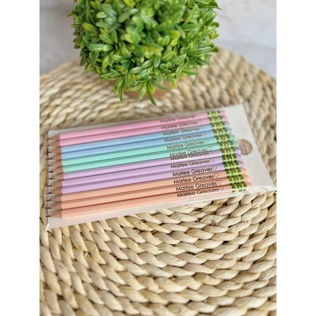 Engraved Name Pencils | Yellow, Pastel, Neon