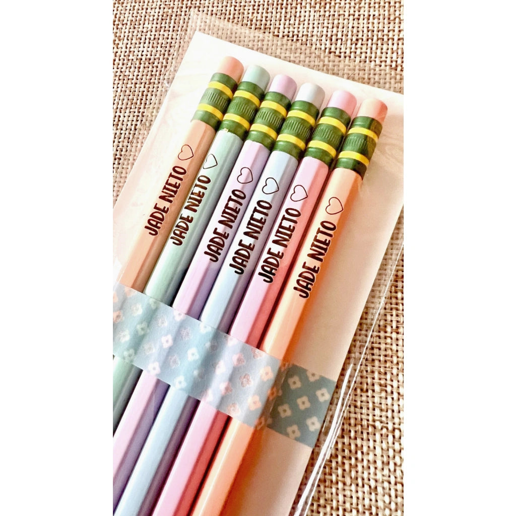 Engraved Name Pencils | Yellow, Pastel, Neon