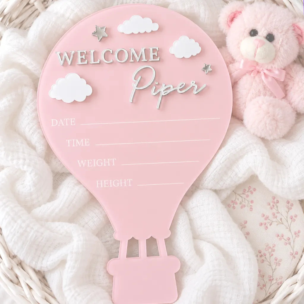 Hot Air Balloon Birth Announcement Sign