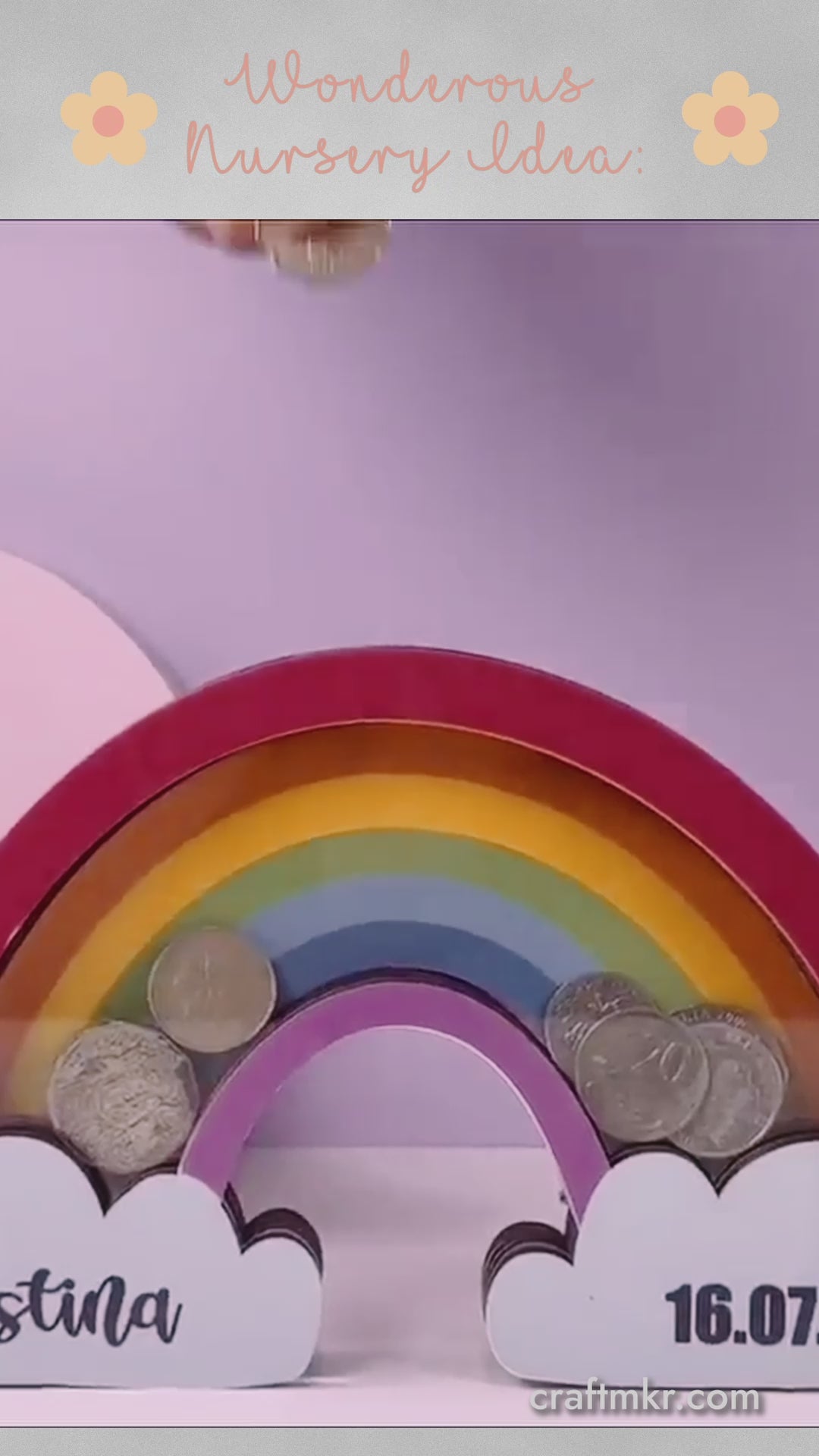 Rainbow Wooden Piggy Bank | Customizable