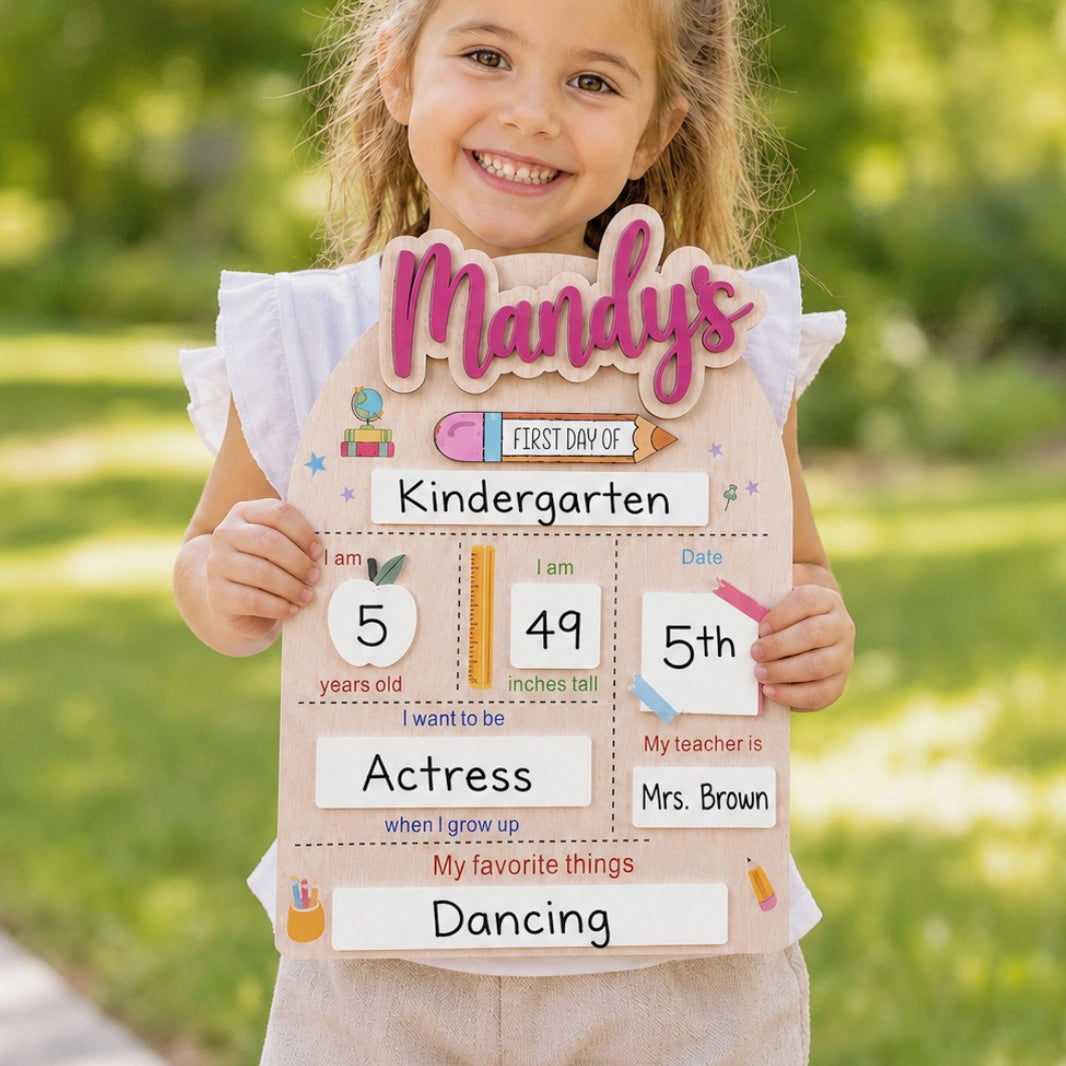 Personalized 1st Day of School Sign | Interchangeable Name