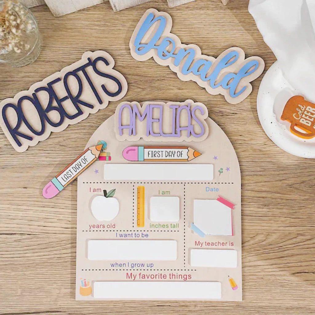 Personalized 1st Day of School Sign | Interchangeable Name
