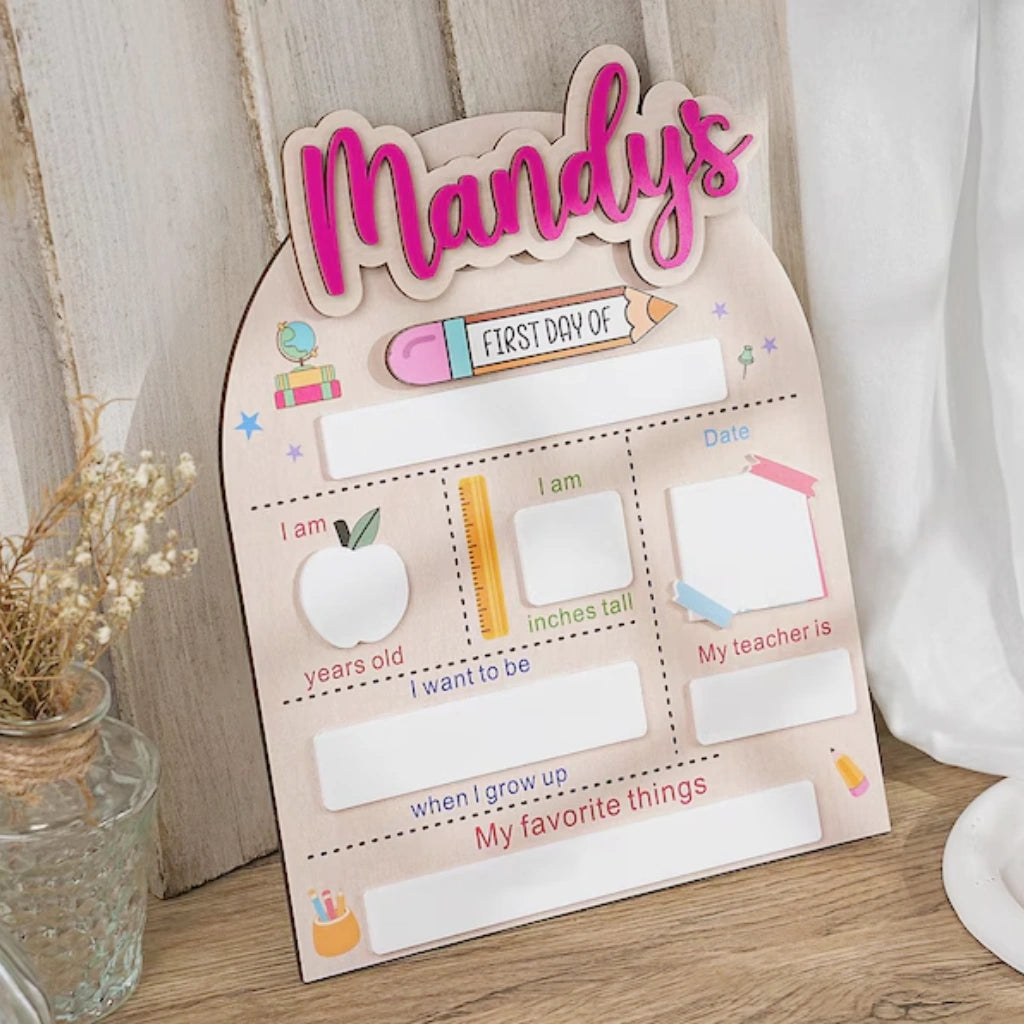 Personalized 1st Day of School Sign | Interchangeable Name