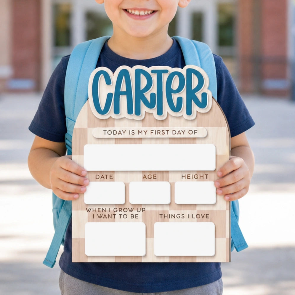 Checkered First Day of School Sign