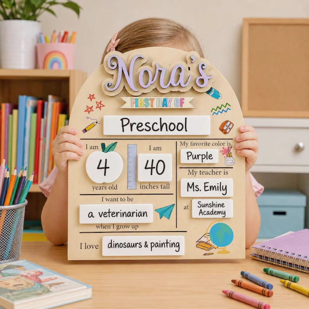 First Day of School Wooden Sign | Interchangeable Names