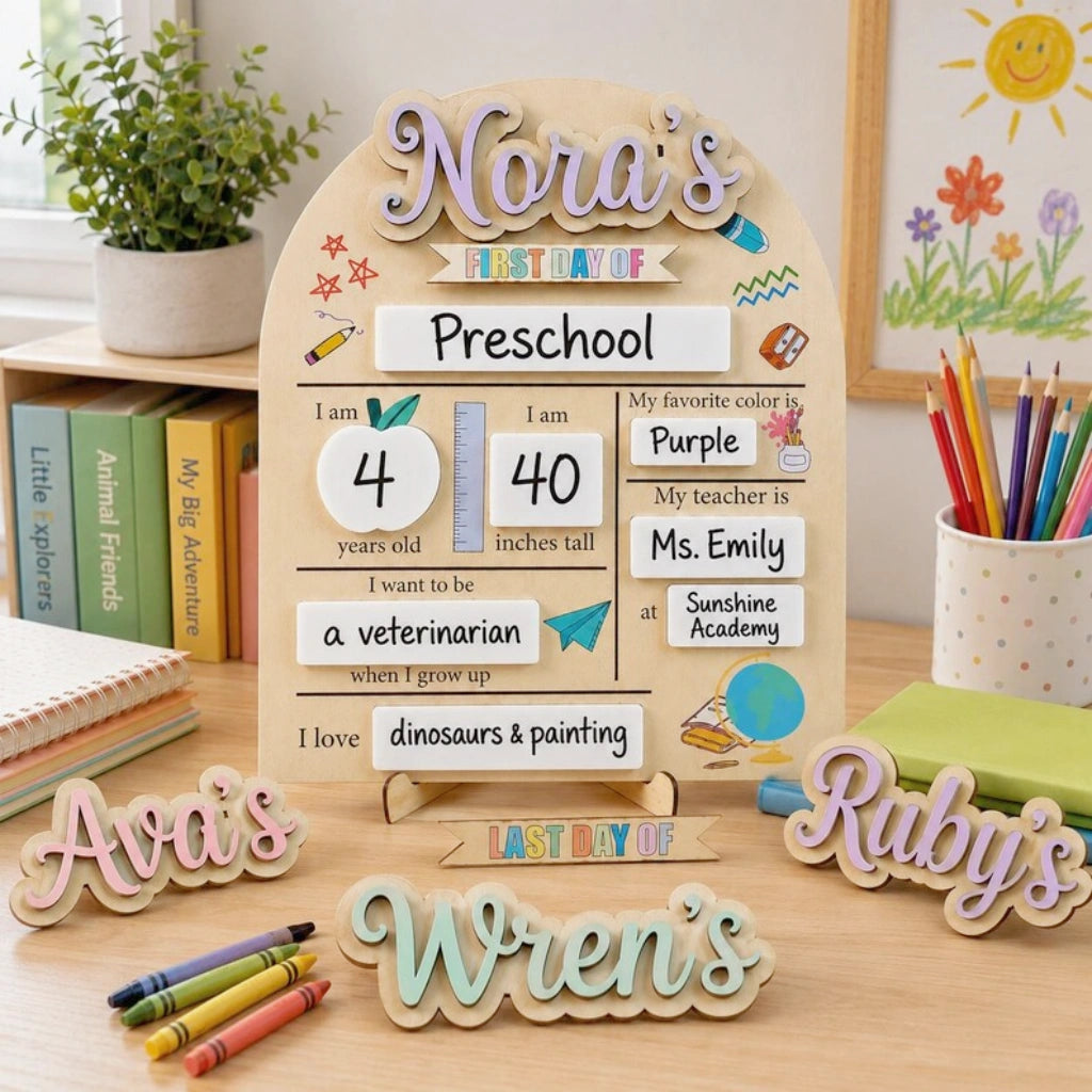 First Day of School Wooden Sign | Interchangeable Names