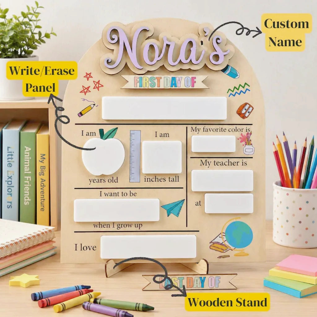 First Day of School Wooden Sign | Interchangeable Names