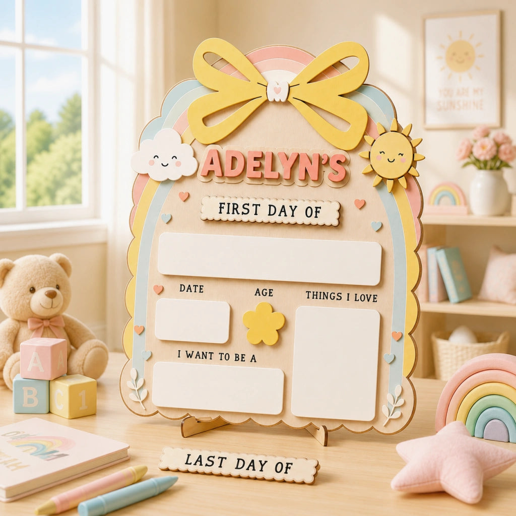 Sunny Rainbow First Day of School Sign