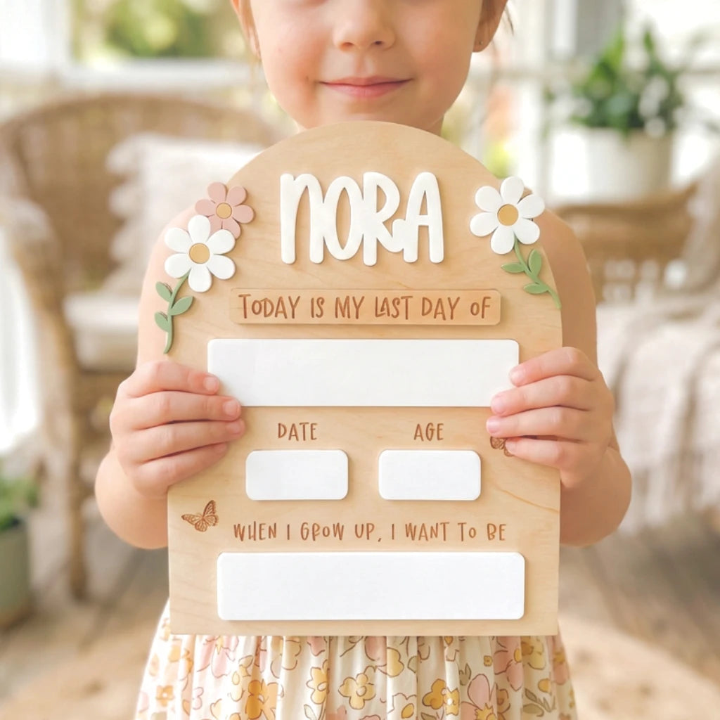 Floral First Day of School Sign