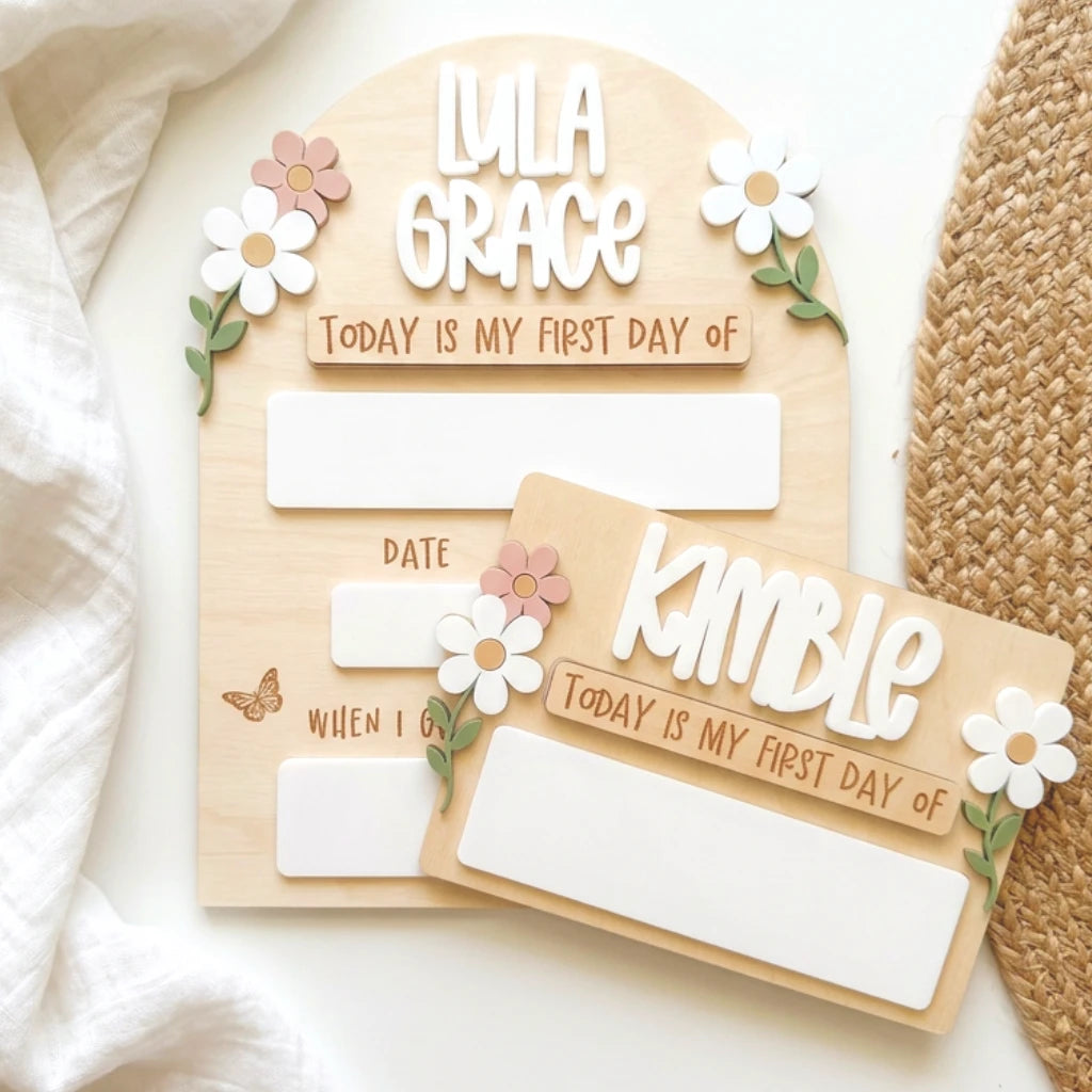 Floral First Day of School Sign