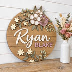 Floral Wooden Name Sign - Boho Decor