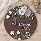 Floral Wooden Name Sign - Boho Decor