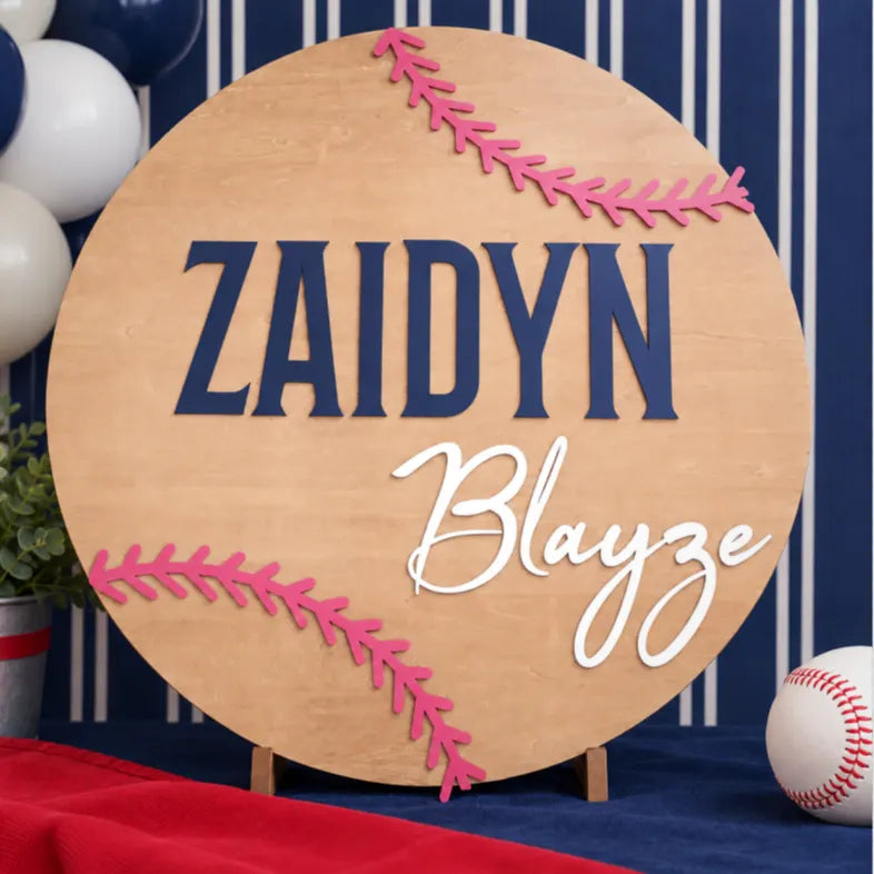 3D Baseball Nursery Round Plaque