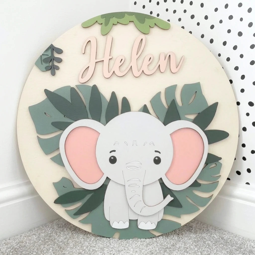 Elephant Nursery Name Sign