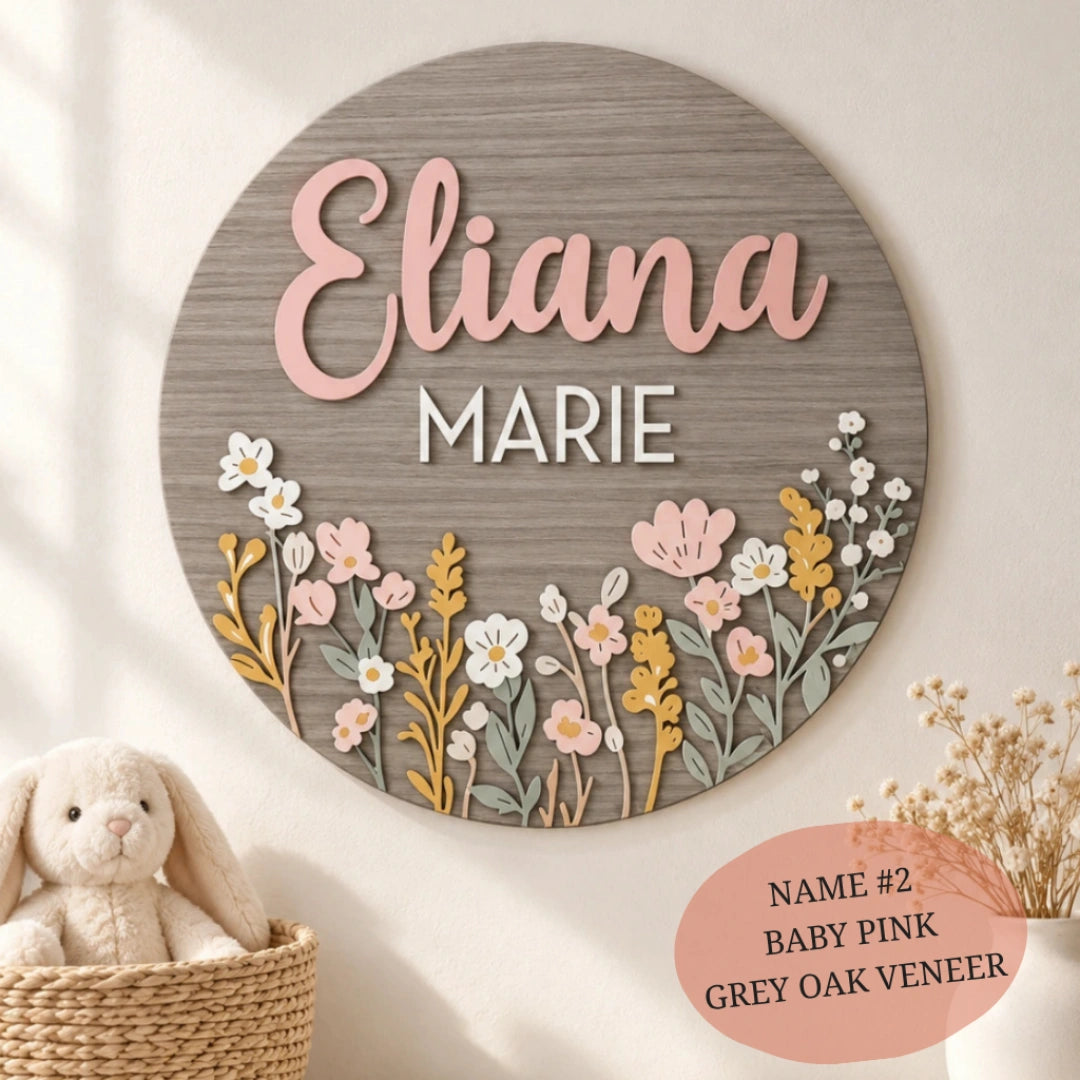Wildflower Nursery Name Sign